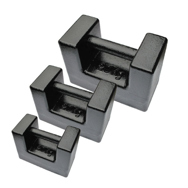Cast iron test weights with carry handles